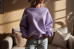 Lavender sweatshirt light wash denim mockup apparel Product Image 1