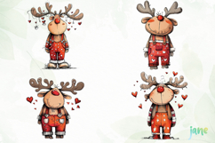 Quirky Funny Christmas Reindeer Clipart Product Image 1