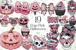 Cute Pink Halloween Sublimation Clipart Product Image 1