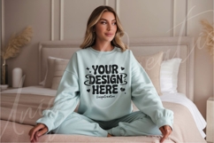Sky Blue Relaxed Fit Cozy Sweatshirt Mockup Product Image 1