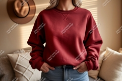 Crimson sweatshirt casual comfort mockup Product Image 1