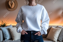 White Crewneck Sweatshirt Mockup apparel Product Image 1