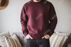 Maroon sweatshirt dark denim casual image Product Image 1