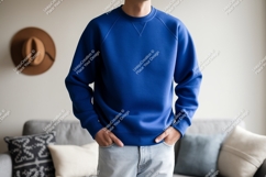 Blue sweatshirt casual comfort raglan Product Image 1