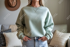 Mint green crewneck sweatshirt casual clothing Product Image 1