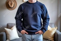 Dark blue crewneck sweatshirt mockup image Product Image 1