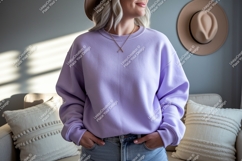 Lavender sweatshirt denim jeans mockup image Product Image 1