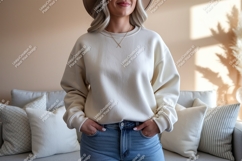 Creamy sweatshirt casual outfit mockup Product Image 1