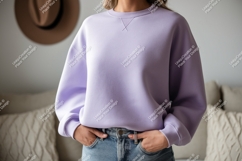 Lavender sweatshirt denim jeans mockup image Product Image 1