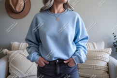 Light blue crewneck sweatshirt mockup casual Product Image 1