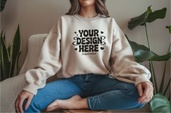 Warm Cream Relaxed Fit Sweatshirt Mockup Product Image 1