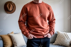 Terracotta crewneck sweatshirt with dark denim jeans Product Image 2