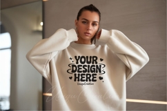 Ivory White Minimalist Sweatshirt Mockup Product Image 1