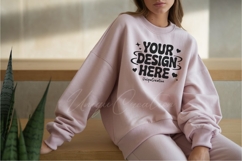 Pastel Pink Soft Fabric Sweatshirt Mockup Product Image 1