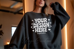 Dark Urban Black Relaxed Fit Sweatshirt Mockup Product Image 1