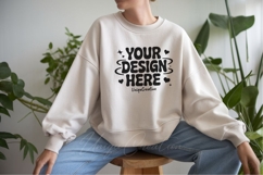 Soft Cream Minimalist Sweatshirt Mockup Product Image 1