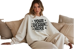 Soft Pastel Beige Oversized Sweatshirt Mockup Product Image 1