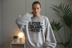 Muted Blue Gray Relaxed Fit Sweatshirt Mockup Product Image 1