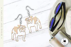 English Bulldog Dog Earrings Laser Cut Design | Dog SVG File Product Image 4