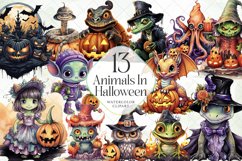 Animals In Halloween Sublimation Clipart Product Image 1