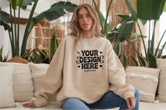 Soft Pastel Cream Cozy Sweatshirt Mockup Product Image 1