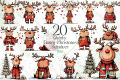 Quirky Funny Christmas Reindeer Clipart Bundle Product Image 1