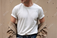 Man wearing white tshirt mockup Product Image 1