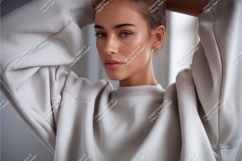 Woman in stylish sweatshirt mockup Product Image 1