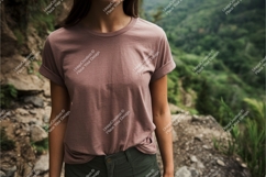 Woman in brown tshirt mockup Product Image 1