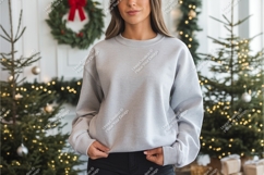 Woman in gray sweatshirt near tree mockup Product Image 1