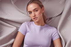Woman in purple tshirt mockup Product Image 1