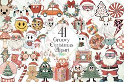 Groovy Christmas Clipart Sublimation Product Image 1