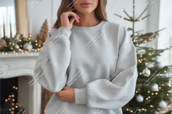 Woman in gray sweatshirt mockup Product Image 1