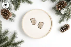 Cute Teddy Bear Fall Stud Earrings SVG | Laser Cut Crafts Product Image 2