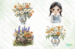Daisy Flower Girl Watercolor Product Image 1