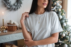 Woman in gray sweatshirt outdoors mockup Product Image 1