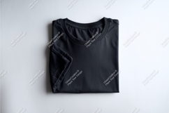 Folded black tshirt on surface mockup Product Image 1