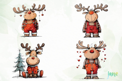 Quirky Funny Christmas Reindeer Clipart Product Image 1