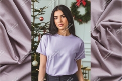 Woman in lilac tshirt mockup Product Image 1