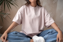 Woman in tshirt and jeans mockup Product Image 1