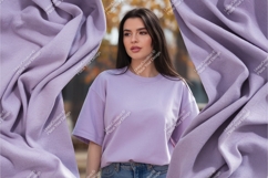Woman in lilac tshirt mockup Product Image 1