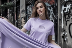 Woman in purple tshirt mockup Product Image 1