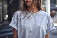 Gray tshirt with rolled up sleeves mockup Product Image 1