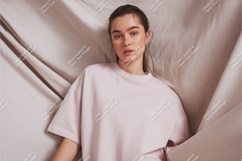 Woman in pink tshirt mockup Product Image 1