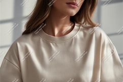 Close up of beige tshirt mockup Product Image 1