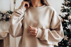 Beige sweatshirt in festive setting mockup Product Image 1