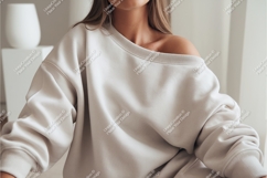 Woman in white sweatshirt fashion mockup Product Image 1