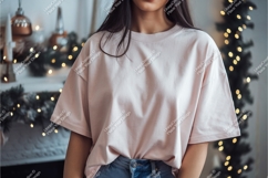 Pink tshirt with christmas lights mockup Product Image 1
