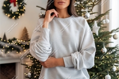 Woman in gray sweatshirt near tree mockup Product Image 1