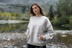 Woman in a casual sweatshirt mockup Product Image 1
